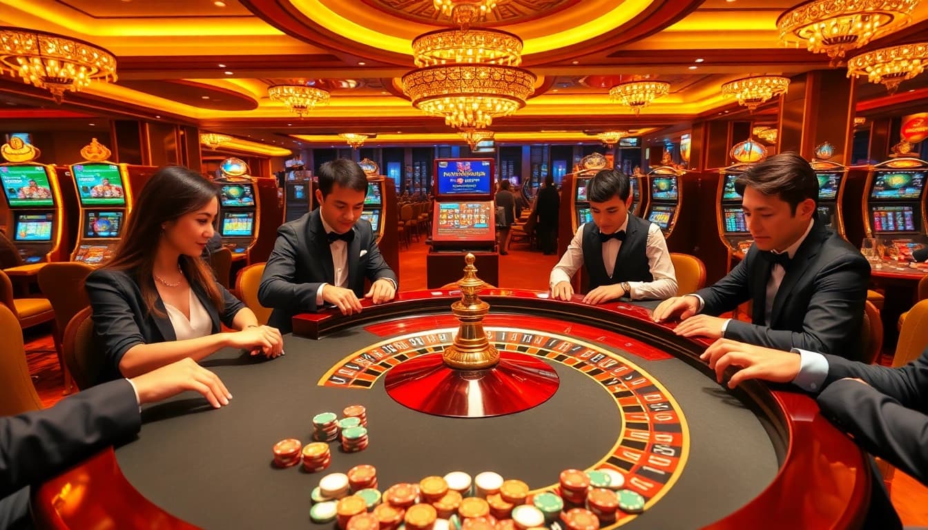 Players enjoying an exciting game at the casino with vibrant tables from https://xin88hv.site/ showcasing action and fun.