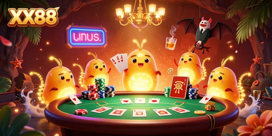 Enjoy thrilling poker gameplay at XX88's unique cave casino illuminated by glowworms.