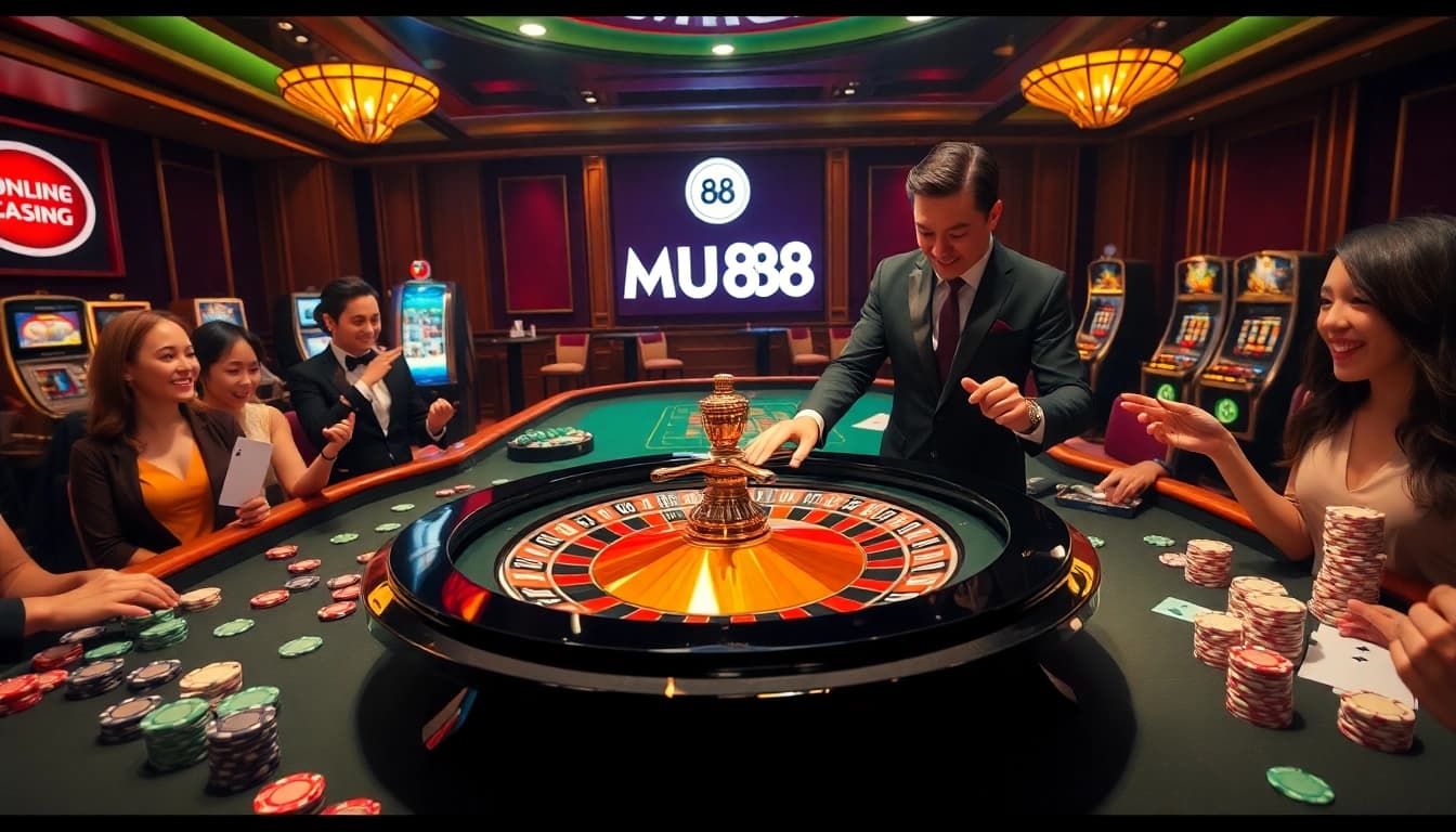 Players enjoying a thrilling roulette game at MU88 casino, capturing the excitement of online gambling.
