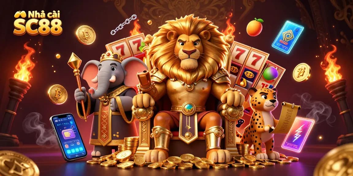 Experience the thrill of Nhà cái SC88 with vivid games, dazzling gold coins, and featured characters.