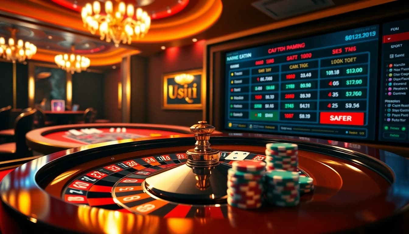 Experience the thrill of Trang chủ 11uu with professional online gambling scenes featuring poker, roulette, and vibrant casino graphics.