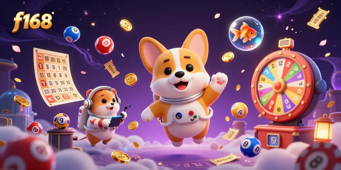 Experience f168 with thrilling casino games featuring colorful elements and playful characters in a vibrant scene.