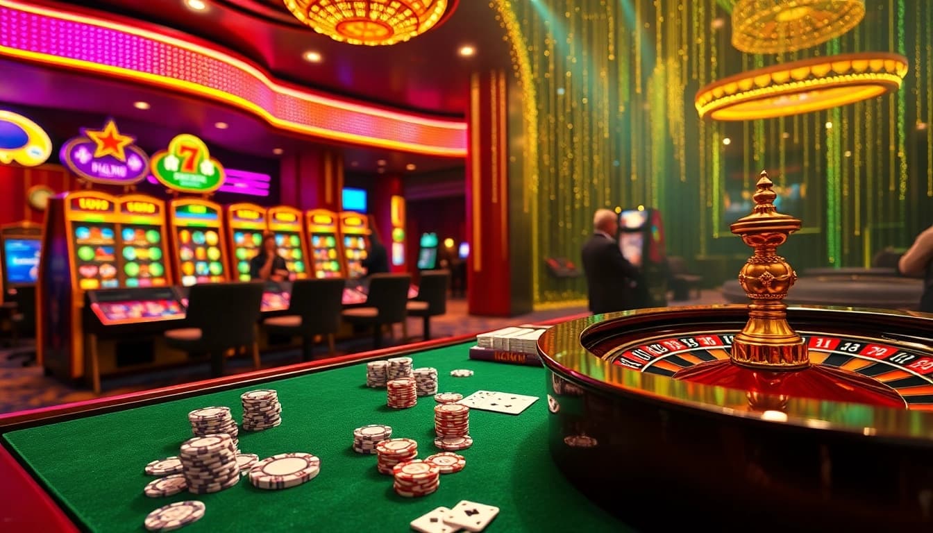 Experience the thrill of gaming at link F168 with vibrant casino visuals and immersive tables.