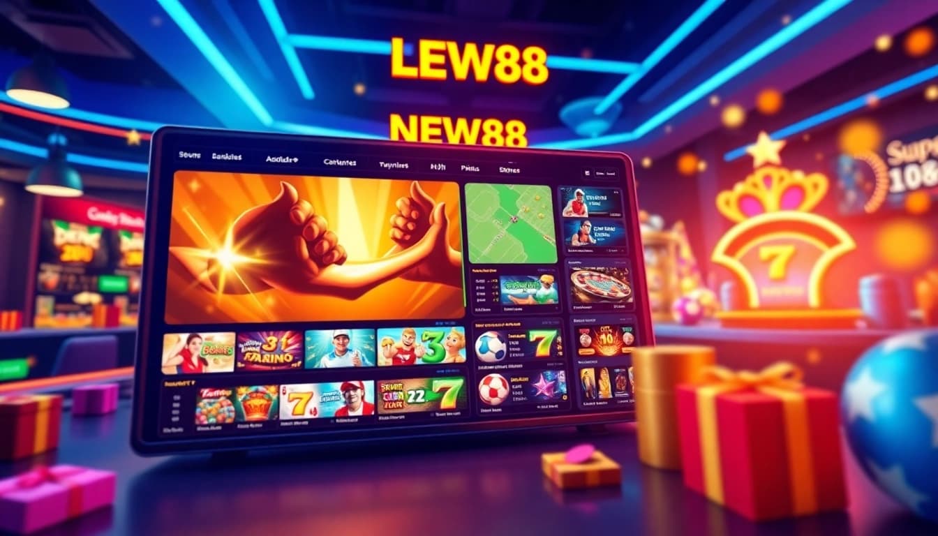 Engaging promotional graphic for Link NEW88 showcasing popular online gambling games.