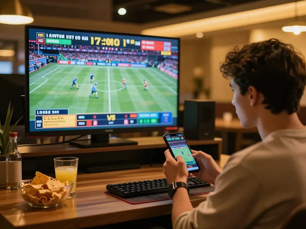 Engaging user placing bets on LLWIN's online casino platform during live sports event.