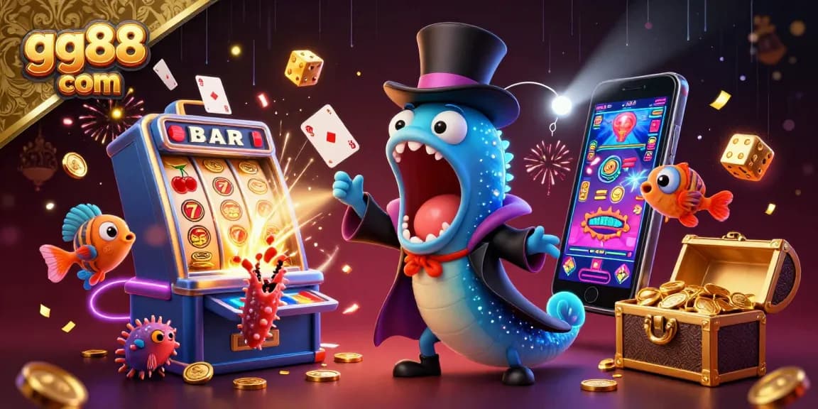 Experience thrilling card tricks and jackpots with gg88 com in this vibrant underwater casino scene.