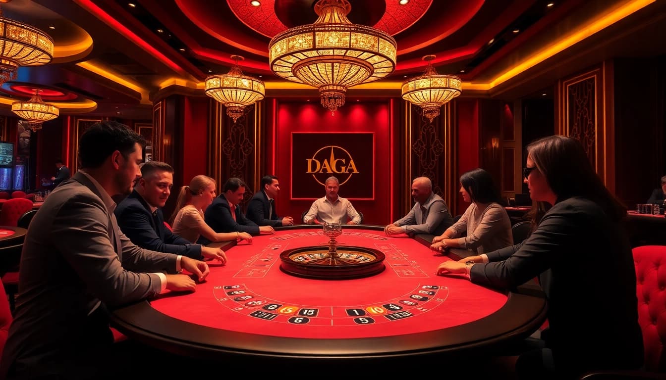 Engage in thrilling gameplay at DAGA's luxurious casino tables, with players strategizing for big wins.