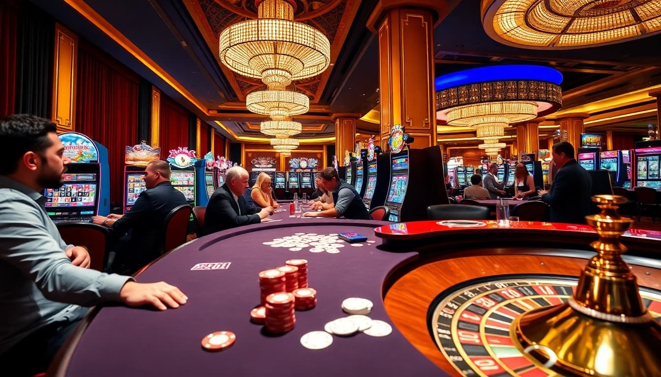 Players winning big at 88AA in a luxurious casino setting with vibrant gaming options.