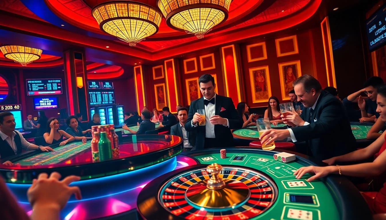 Experience MK8 action at a vibrant casino full of exciting games with roulette wheels and poker tables.