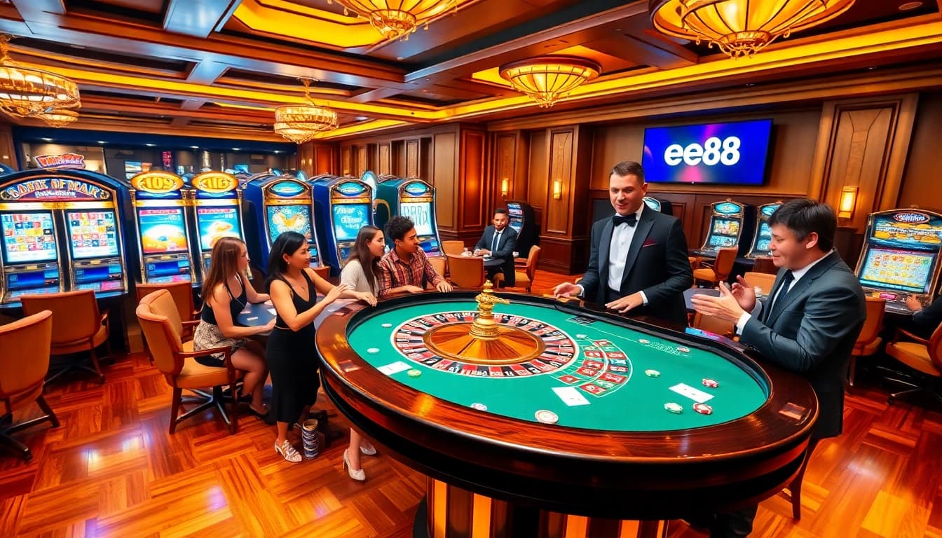 Experience thrilling gameplay at ee 88 with a dazzling casino atmosphere filled with vibrant gaming elements.