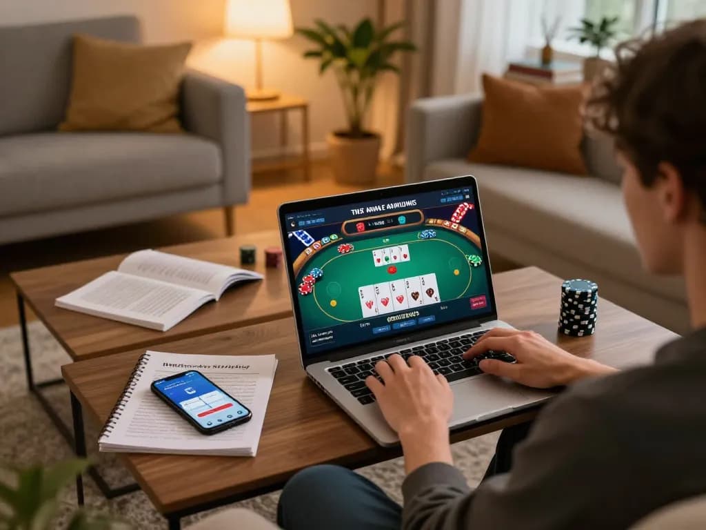 Engaging session for 789win đăng nhập with a player immersed in online poker action from home