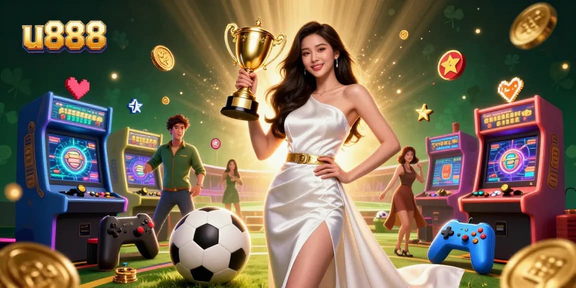 Engage with u888's thrilling sports betting and arcade games in a vibrant, action-packed casino scene