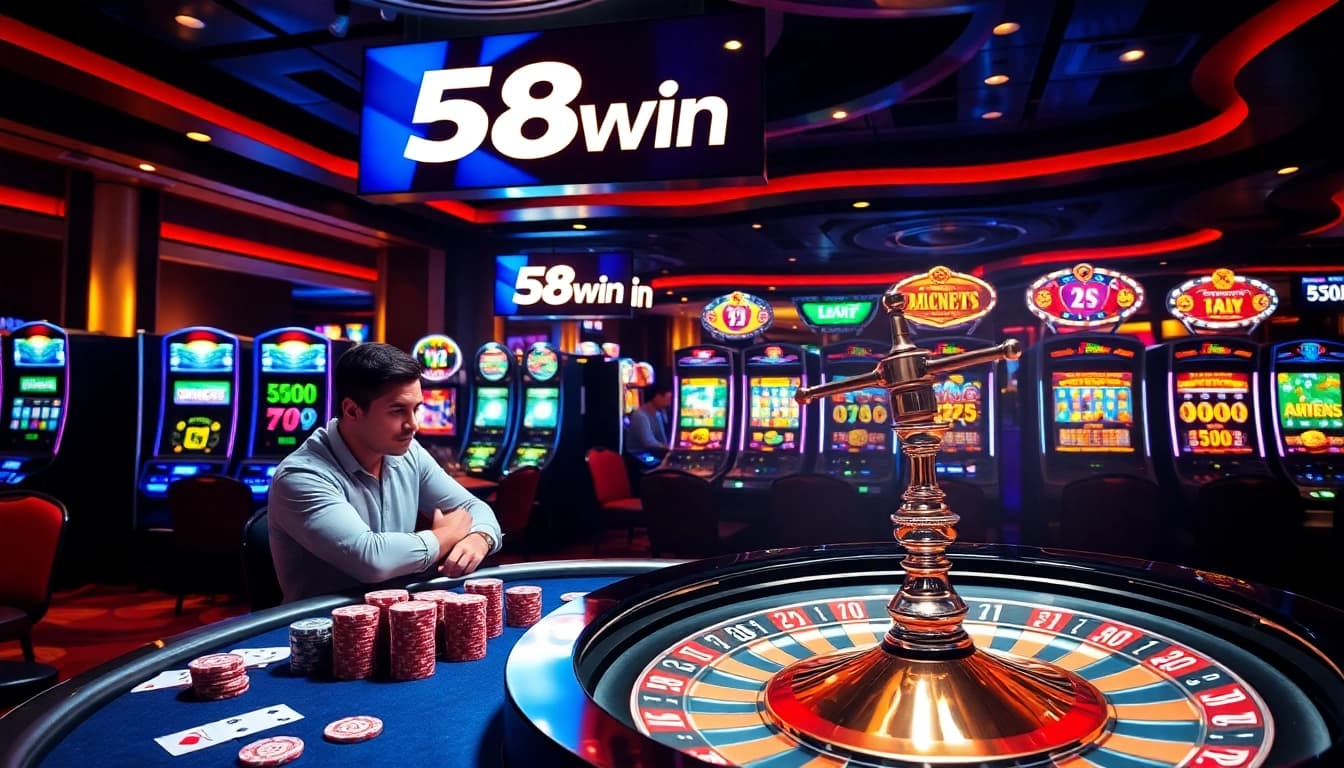 Experience thrilling gameplay at 58win casino with vibrant tables and slot machines.