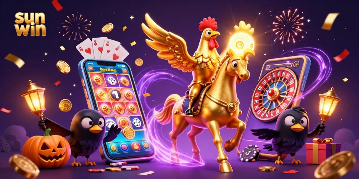 Experience sun win excitement with a vibrant casino scene featuring unique characters and dynamic game elements.