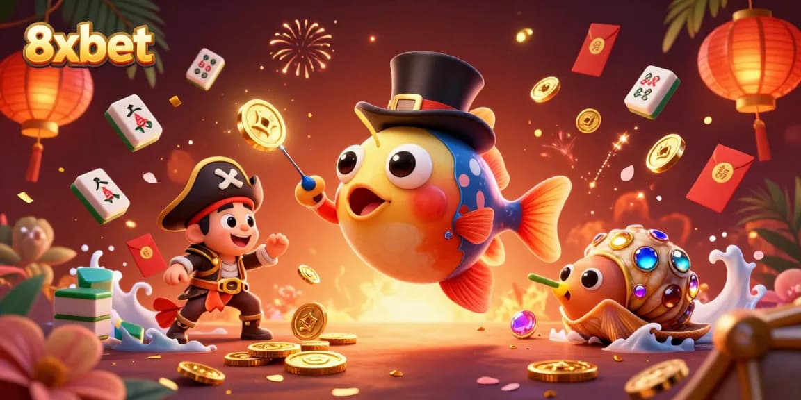 Experience thrilling gameplay at 8xbet with a vibrant underwater casino scene filled with treasures.