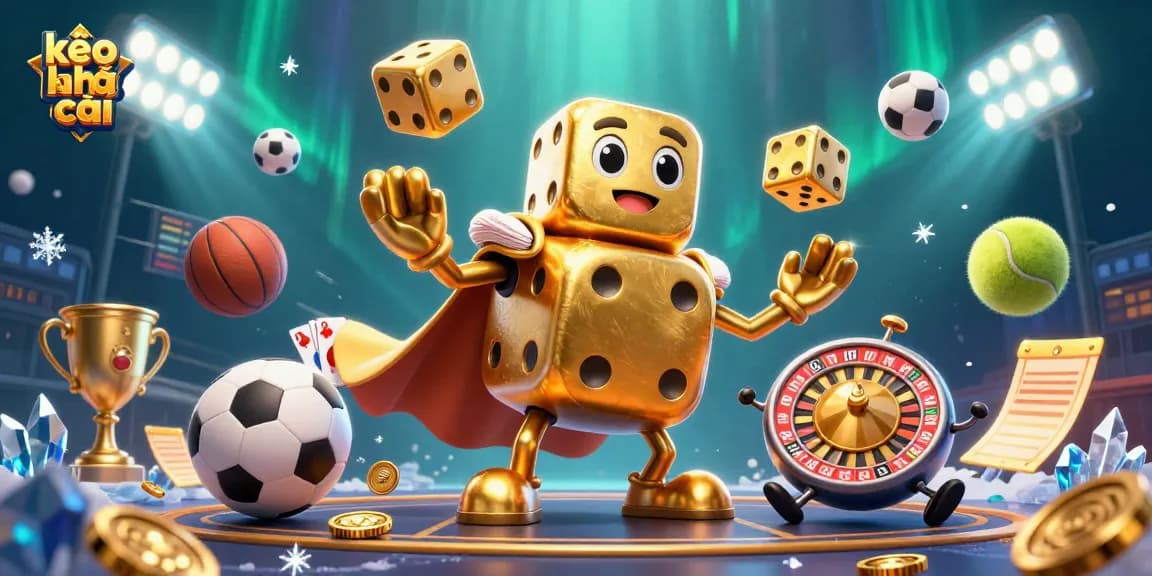 Experience the excitement of kèo nhà cái with this vibrant 3D illustration of sports dynamics and gaming elements.