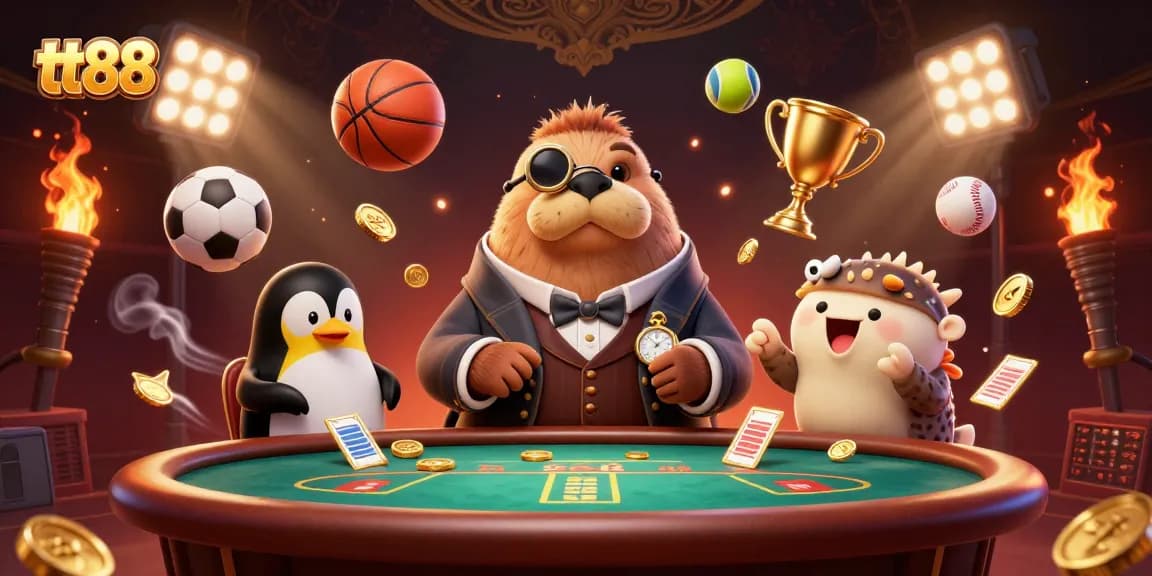 tt88 players enjoy an exciting underwater poker game with unique characters and vibrant sports elements.