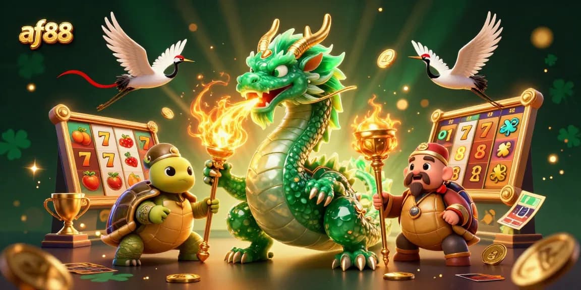 Spin the reels with af88, featuring magical characters amidst golden jackpots and vibrant gaming elements.