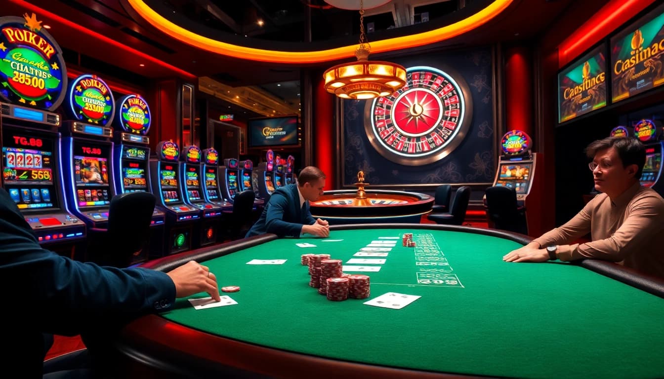 Experience the thrill of gambling at TG88 with vibrant slot machines and exciting poker gameplay.