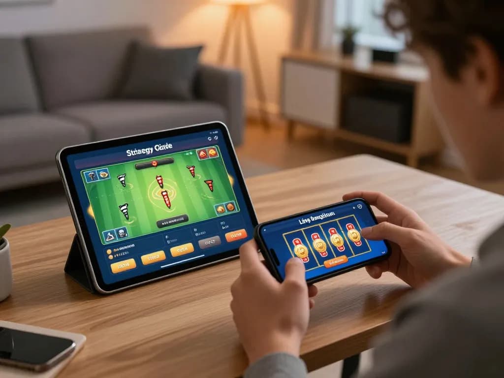 Berkecimpung dalam permainan link slot di mobile sambil merencanakan strategi di kantor rumah yang nyaman.