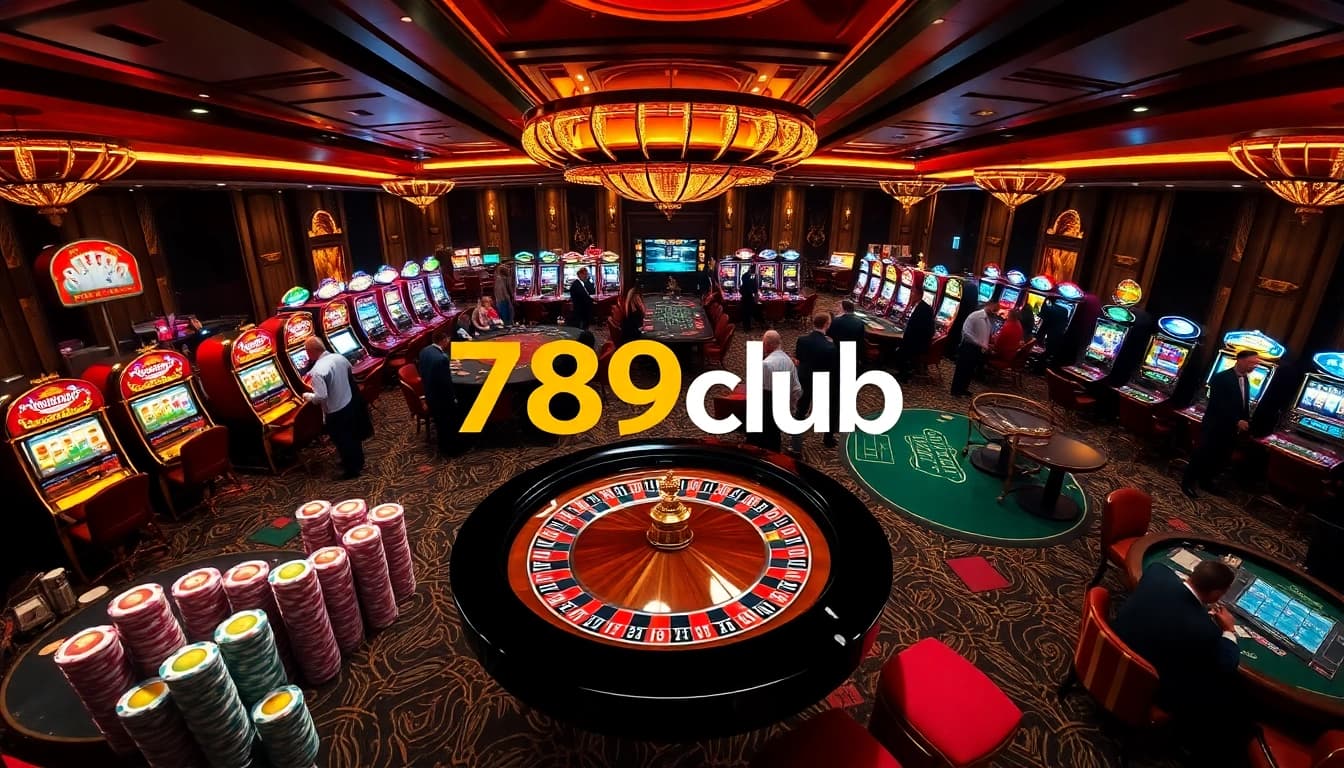 Exciting casino atmosphere featuring the 789club logo with engaging gaming activities.