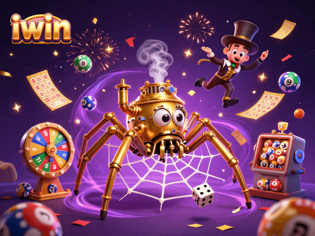 Catch dynamic lottery excitement with iwin in this vibrant casino-themed illustration.
