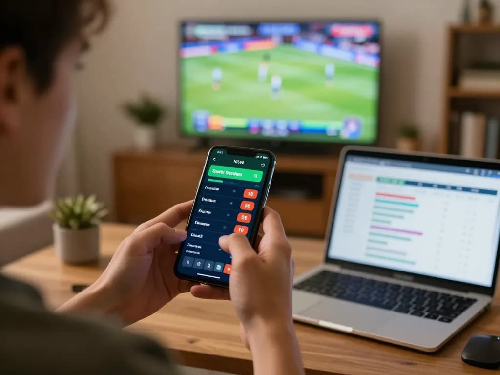 SBOBET user placing live sports bets on mobile app during an exciting match