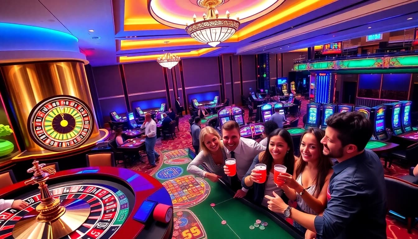 Excited players enjoying table games at W188 Casino, highlighting gambling thrills and strategies.