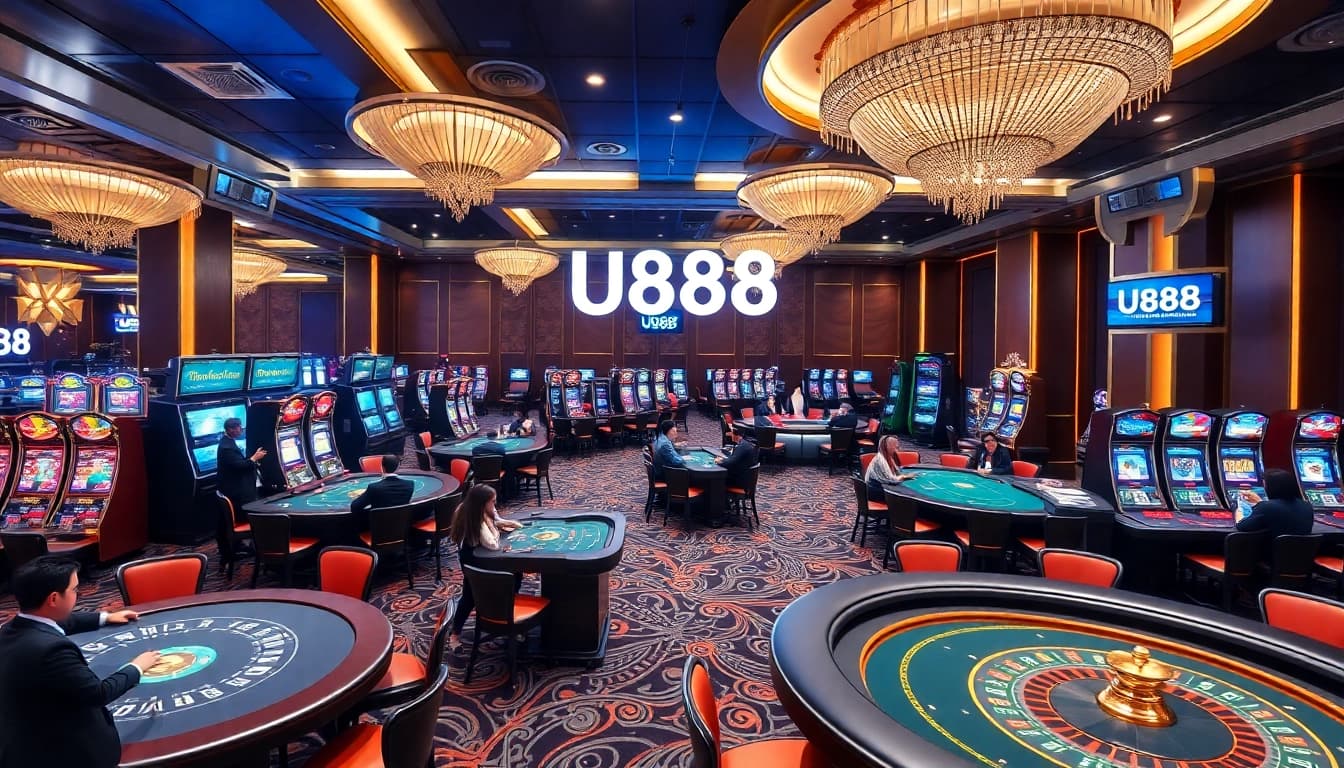 U888 casino floor showcasing dynamic games and an exciting atmosphere for gamblers.