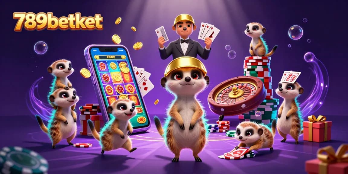 Experience the thrilling vibes of 789betket with meerkats running a lively casino.