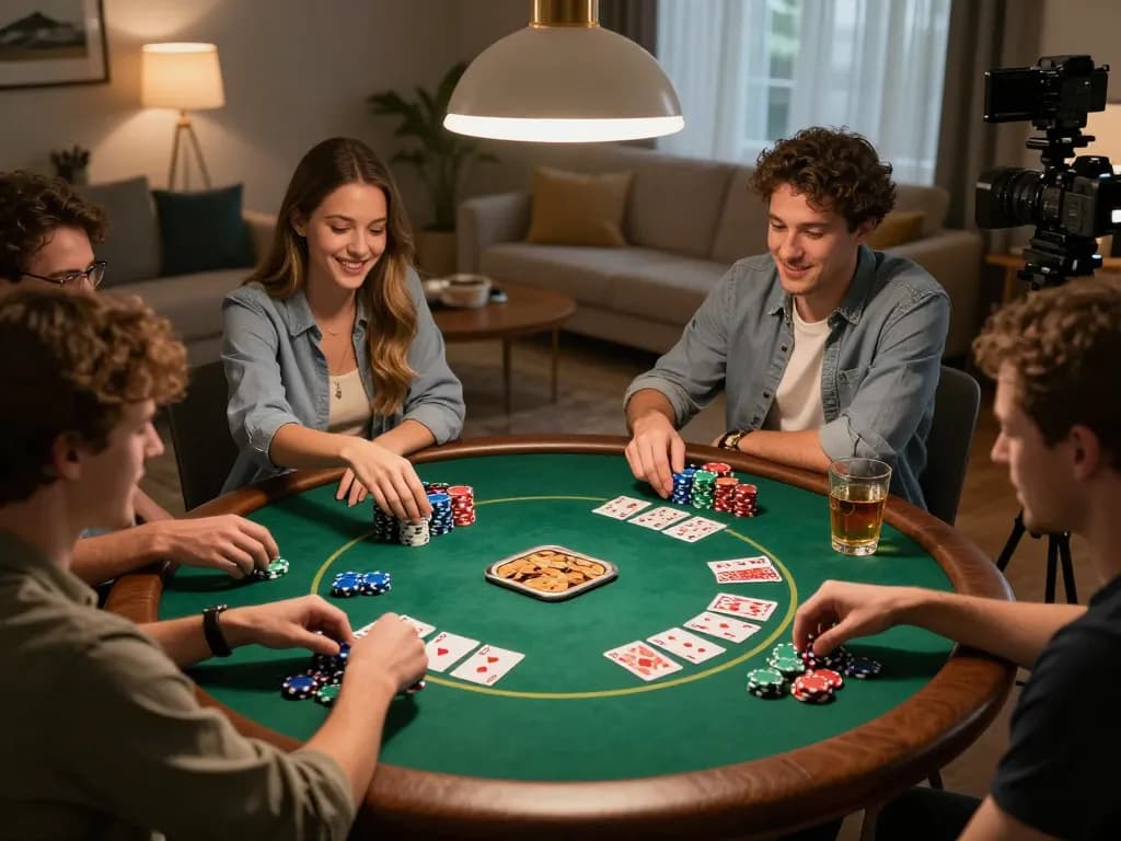 Players at a poker night enjoying strategic gameplay with friends at lc88.