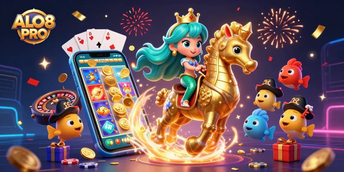 Spin the reels and celebrate wins with ALO8 PRO in this vibrant underwater casino scene.