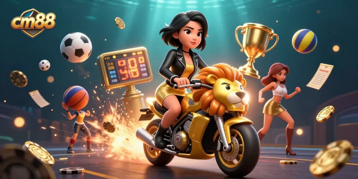 Join the excitement of cm88 casino with this dynamic 3D illustration featuring thrilling gambling elements.