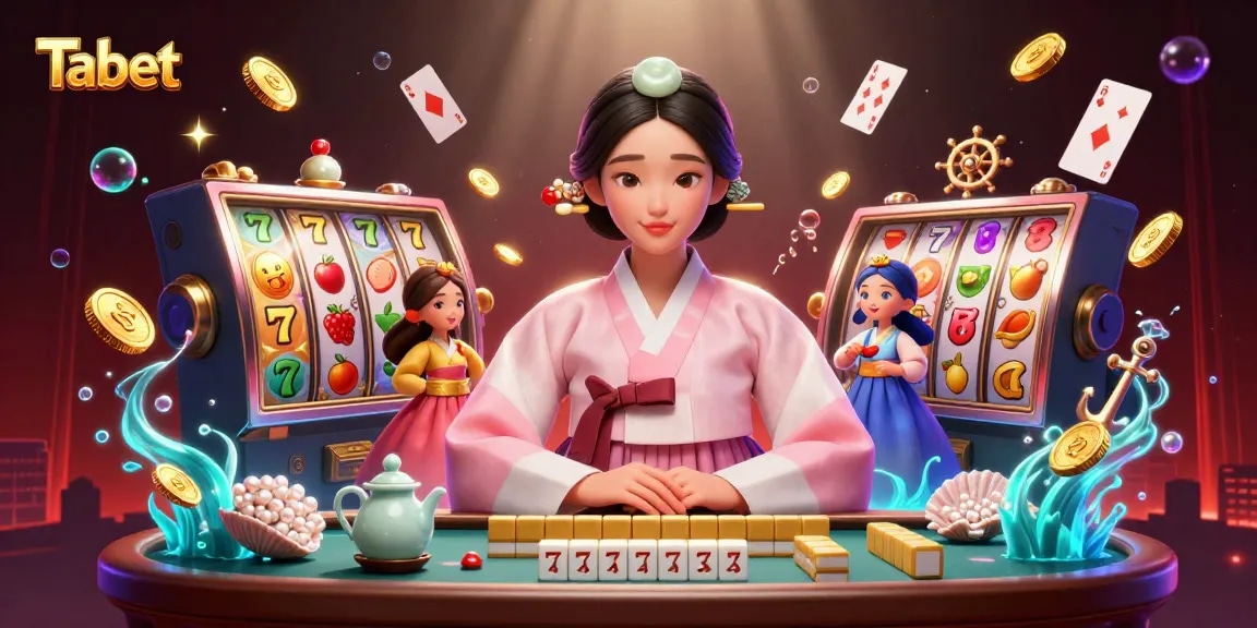 Experience Tabet's immersive casino world with vibrant slot reels and elegant Asian aesthetics.