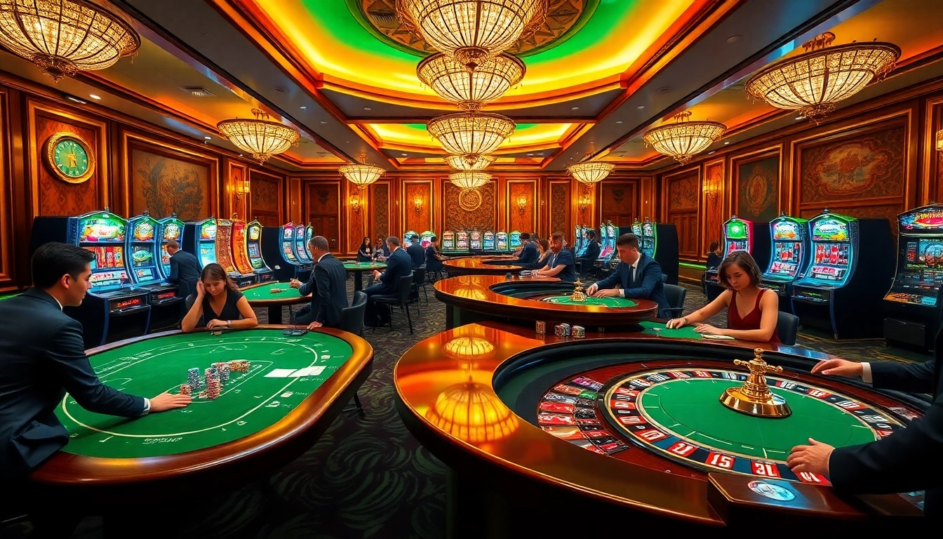 Dynamic casino gameplay at open88.gg with vibrant poker tables and excited players in action.
