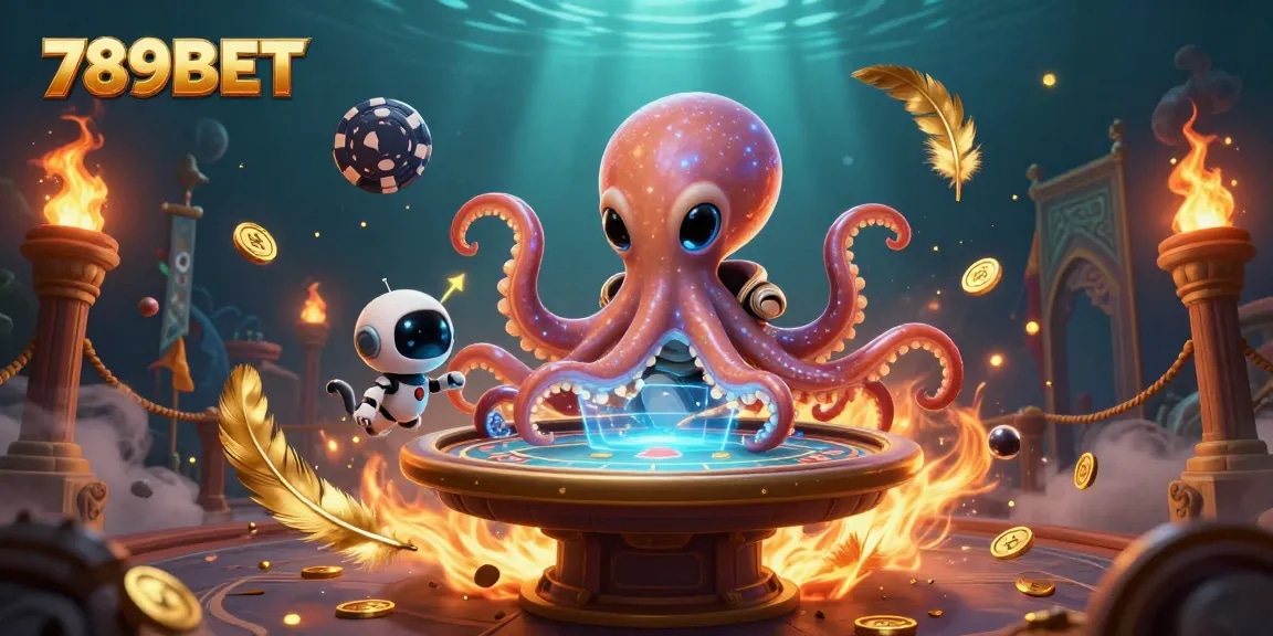 Win big at 789BET with a thrilling scene of cosmic games featuring an alien octopus and poker chips.