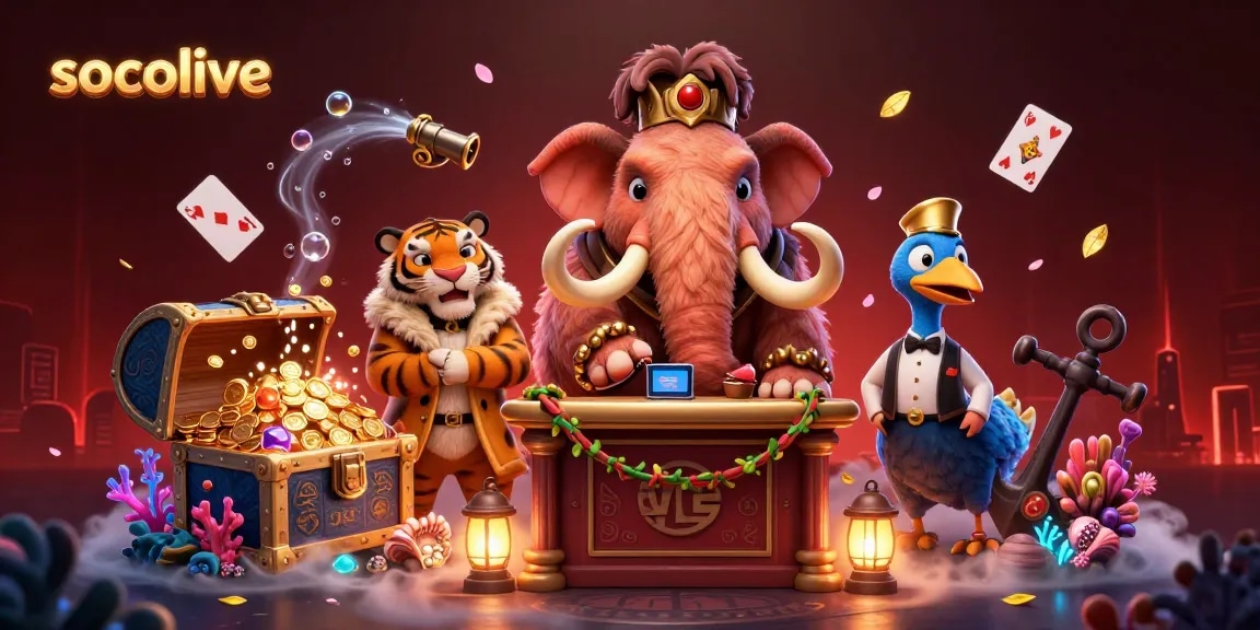 Socolive elevates online gambling experience with vibrant characters and stunning visuals in a rich casino scene.