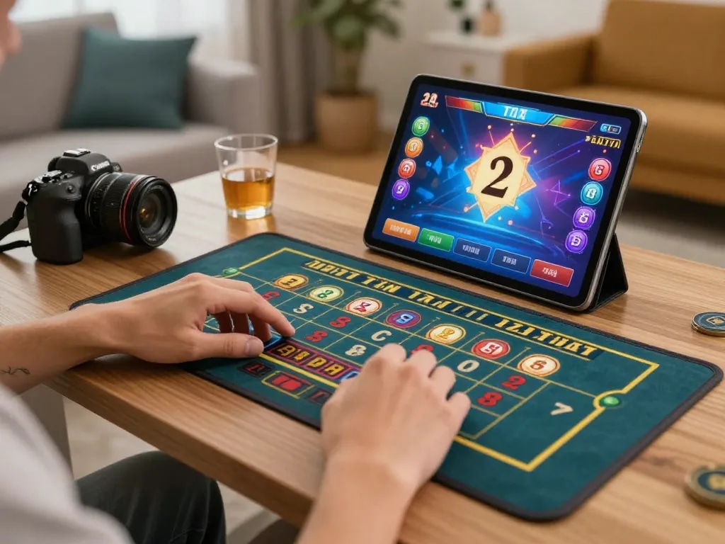 Tai Xiu online gaming session with a player placing strategic bets on a tablet.