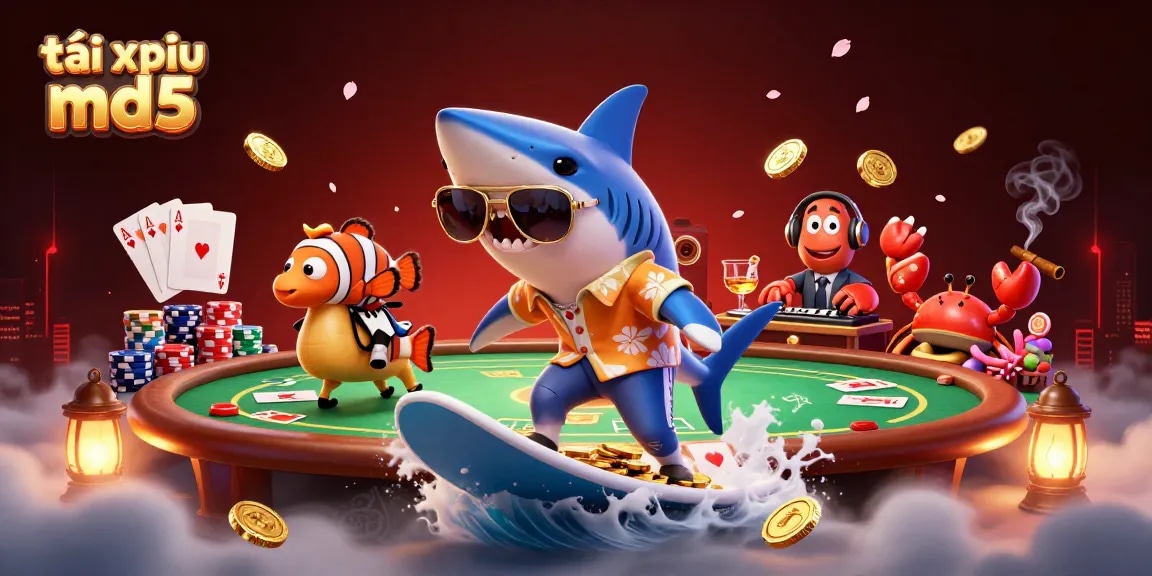 Engage in thrilling gameplay with tài xỉu md5, featuring vibrant casino elements and dynamic characters.