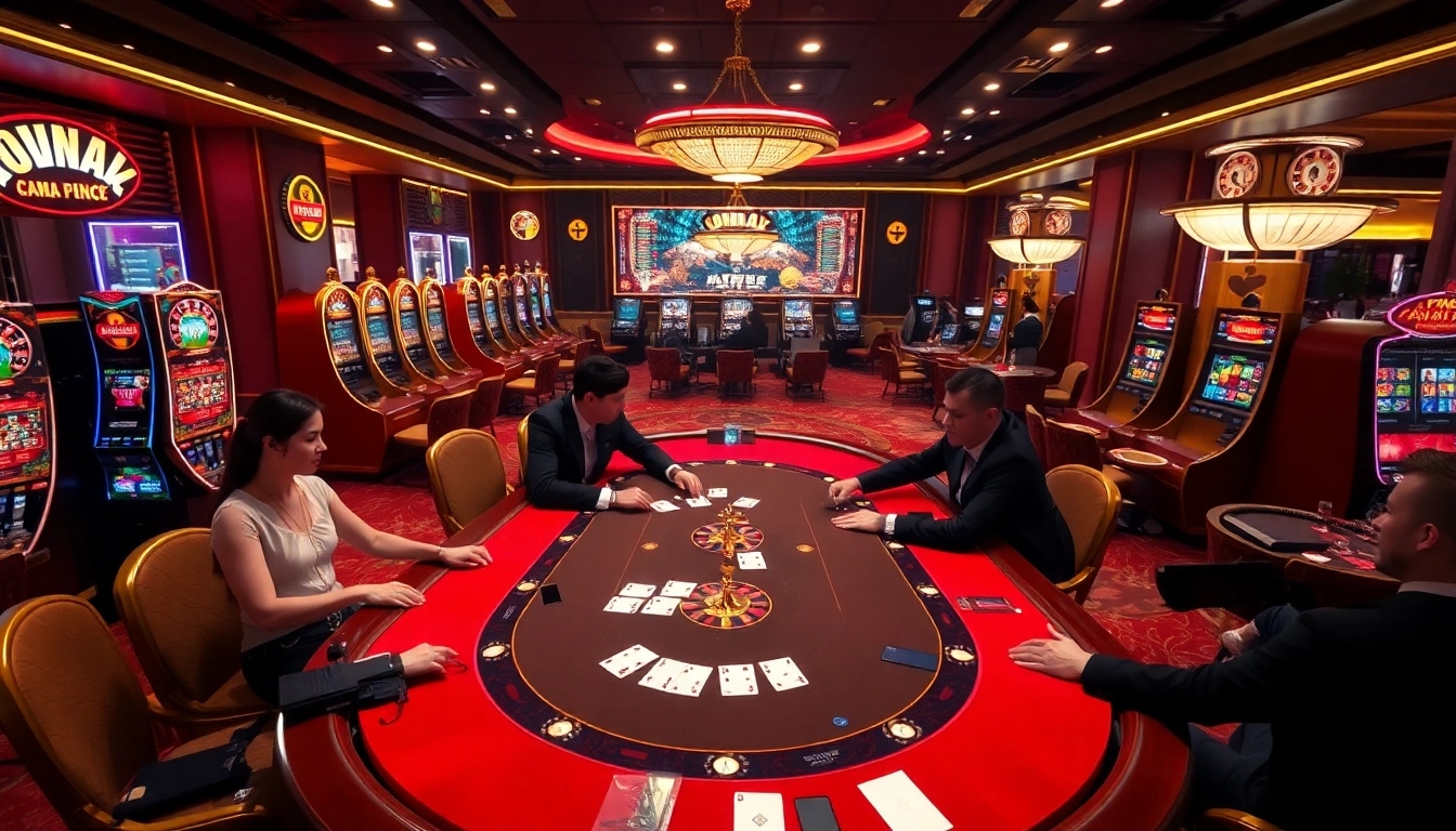 Experience the thrilling action at AA88 poker tables in a vibrant casino setting.