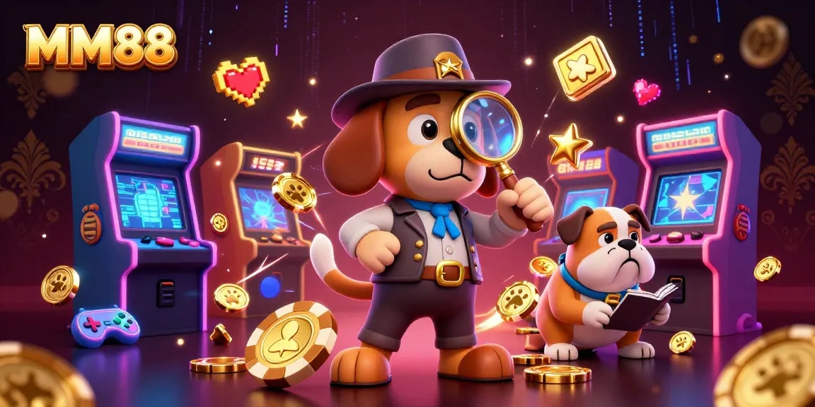 Explore MM88’s engaging casino world with a detective and his bulldog companion.