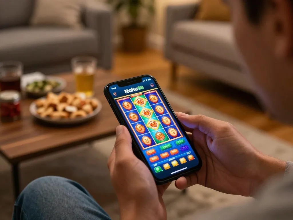 Engaging in thrilling gameplay on Nohu90 mobile app showcasing exciting slot games