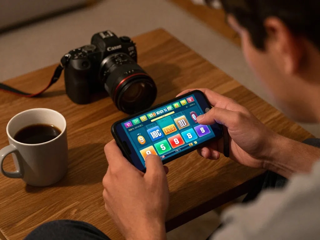Xocdia88 player engaging in thrilling online gaming session at home, showcasing strategic focus and fun.