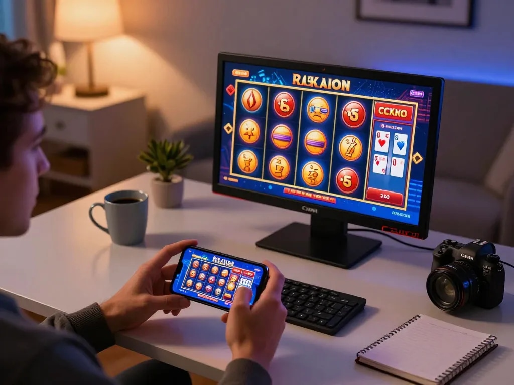 Experience bl555 không bị chặn with strategic online gaming on a smartphone in a cozy home setting.
