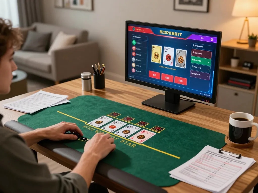 Engaging in a blackjack game on Sunwin with live dealer, showcasing online gambling excitement.