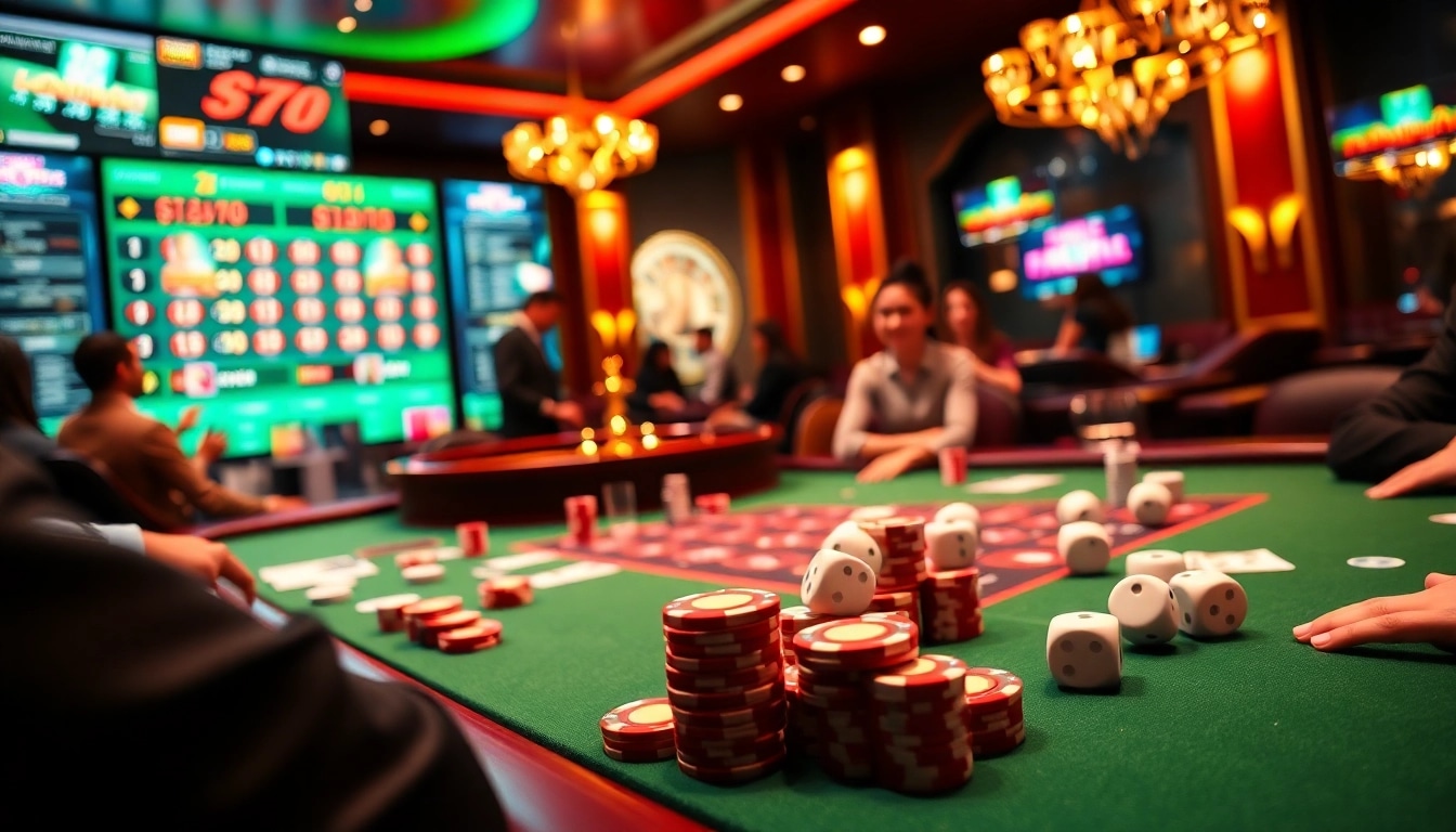 Players enjoying intense poker action at a luxurious table, emphasizing tylenhacai7.com and the excitement of gambling.