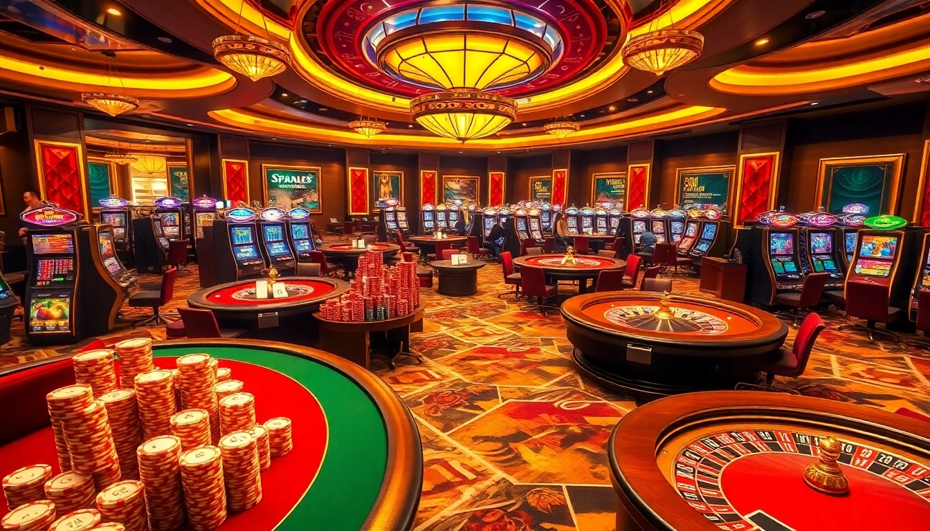 Experience thrilling gameplay at https://qq88.social/ with luxurious casino tables and vibrant slot machines.