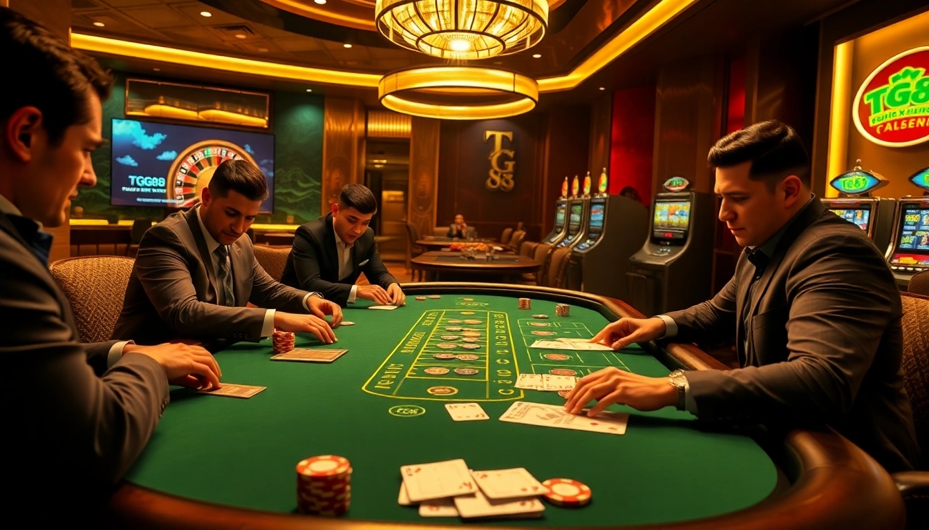 Strategic TG88 blackjack gameplay with vibrant poker chips and digital betting interface