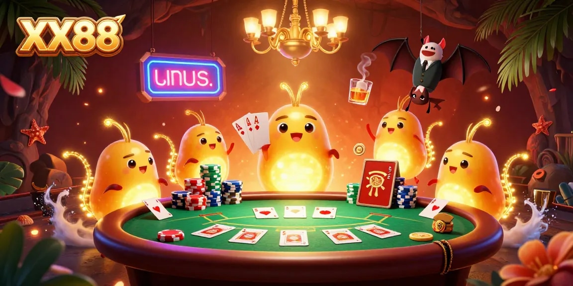 Enjoy thrilling poker gameplay at XX88's unique cave casino illuminated by glowworms.