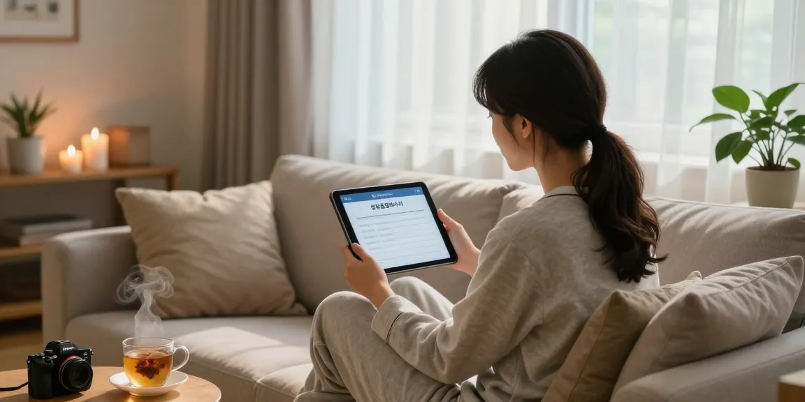 Relaxing scene showcasing a young adult preparing for a 창동출장마사지 appointment in a cozy living room.